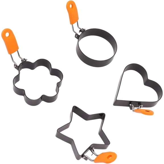 4 Pcs Eggs toroids, Stainless Steel Nonstick Hard Boiled Egg pattern Circle Heart Plum Blossom Pentagrams Shaped Egg Shaper Sandwiches Biscuits Pancakes pattern(DSF)