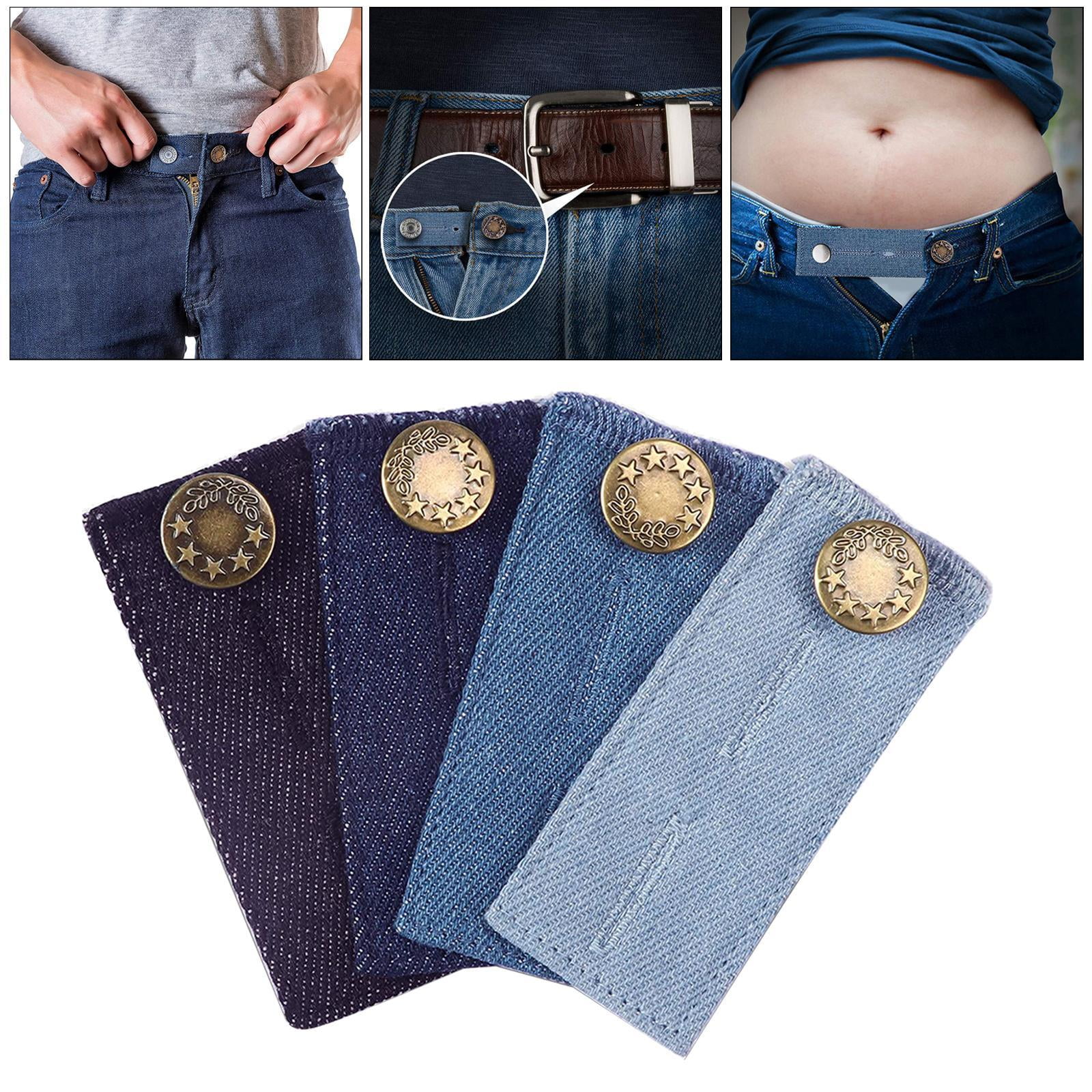Flexible Button Extender for Pants Waist Extenders for Pants for Men and  Women (10-Piece Multiple Colors) Blue Denim Jeans Button Extender, Black 