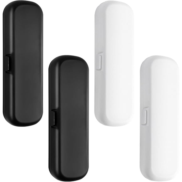4 Pcs Electric Toothbrush Travel Case,Plastic Toothbrush Carrying Case Holder,Portable Travel Toothbrush Holder Container Compatible with Oral B Pro, Sonicare & Other Toothbrush(Black & White)