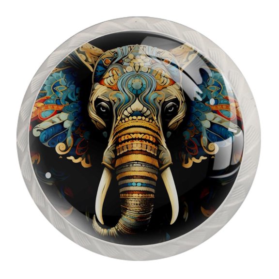 4 Pcs Elephant Knobs for Kitchen Cabinet Cupboard Dresser Bookcase Drawer Pulls Handles Round Home Decor