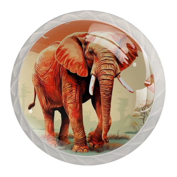 4 Pcs Elephant Knobs for Kitchen Cabinet Cupboard Dresser Bookcase Drawer Pulls Handles Round Home Decor