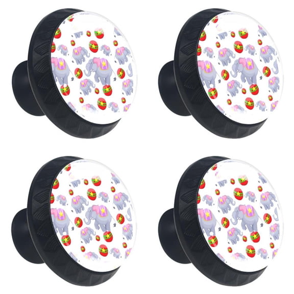 4 Pcs Elephant Knobs for Kitchen Cabinet Cupboard Dresser Bookcase Drawer Pulls Handles Round Home Decor