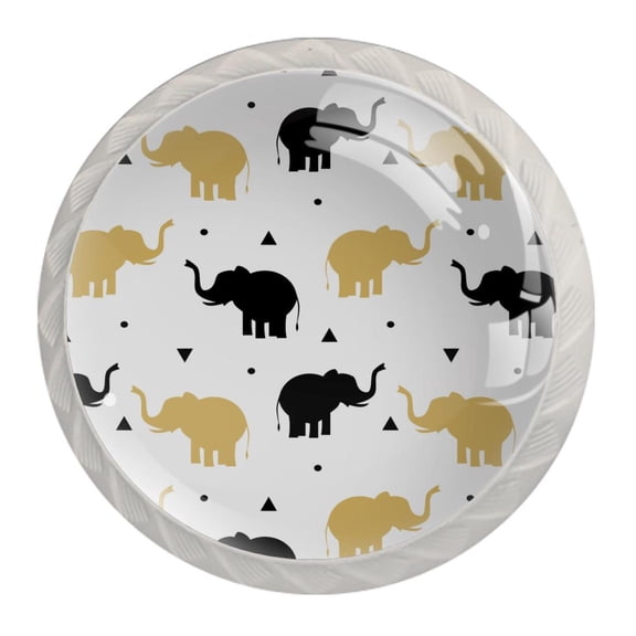 4 Pcs Elephant Knobs for Kitchen Cabinet Cupboard Dresser Bookcase Drawer Pulls Handles Round Home Decor