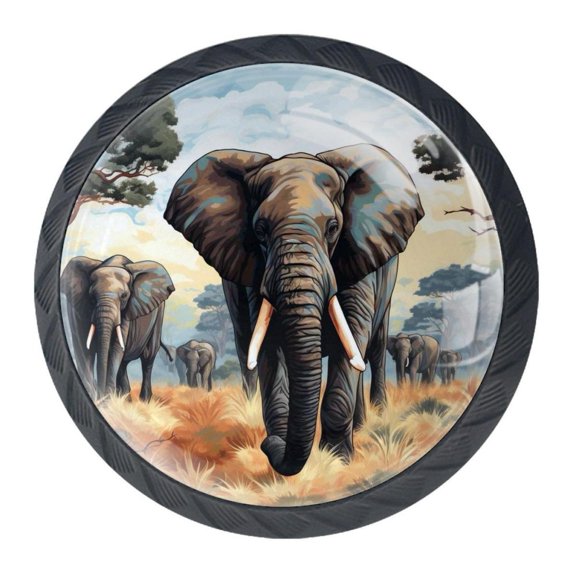 4 Pcs Elephant Knobs for Kitchen Cabinet Cupboard Dresser Bookcase Drawer Pulls Handles Round Home Decor