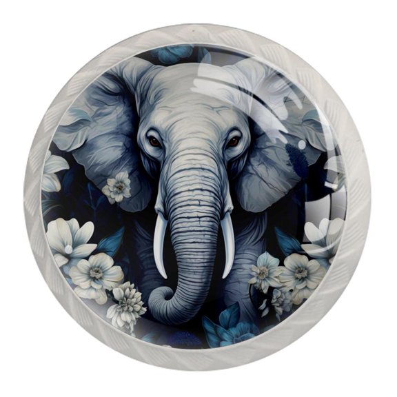 4 Pcs Elephant Knobs for Kitchen Cabinet Cupboard Dresser Bookcase Drawer Pulls Handles Round Home Decor