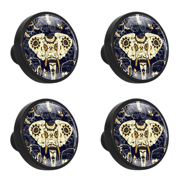 4 Pcs Elephant Knobs for Kitchen Cabinet Cupboard Dresser Bookcase Drawer Pulls Handles Round Home Decor