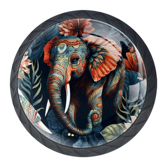 4 Pcs Elephant Knobs for Kitchen Cabinet Cupboard Dresser Bookcase Drawer Pulls Handles Round Home Decor