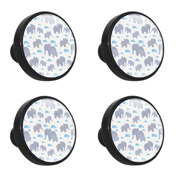4 Pcs Elephant Knobs for Kitchen Cabinet Cupboard Dresser Bookcase Drawer Pulls Handles Round Home Decor
