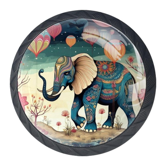 4 Pcs Elephant Knobs for Kitchen Cabinet Cupboard Dresser Bookcase Drawer Pulls Handles Round Home Decor