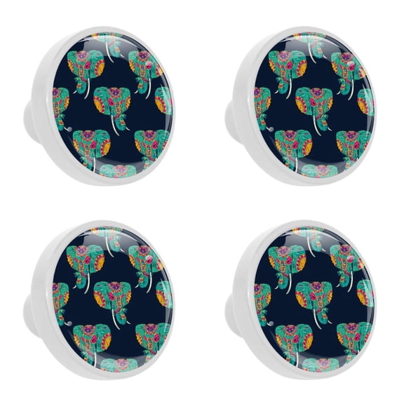 4 Pcs Elephant Knobs for Kitchen Cabinet Cupboard Dresser Bookcase Drawer Pulls Handles Round Home Decor