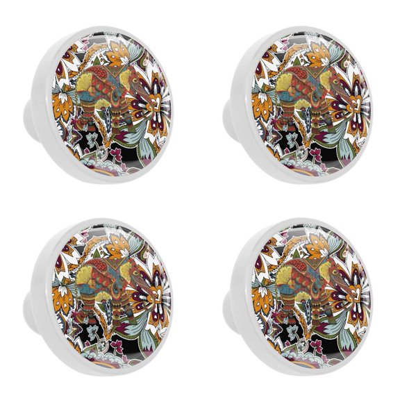 4 Pcs Elephant Knobs for Kitchen Cabinet Cupboard Dresser Bookcase Drawer Pulls Handles Round Home Decor