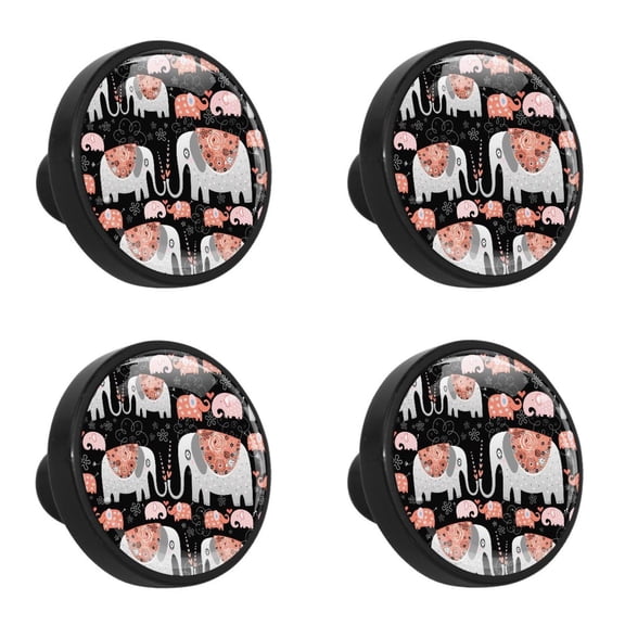 4 Pcs Elephant Knobs for Kitchen Cabinet Cupboard Dresser Bookcase Drawer Pulls Handles Round Home Decor