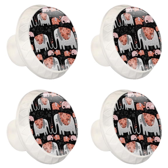 4 Pcs Elephant Knobs for Kitchen Cabinet Cupboard Dresser Bookcase Drawer Pulls Handles Round Home Decor