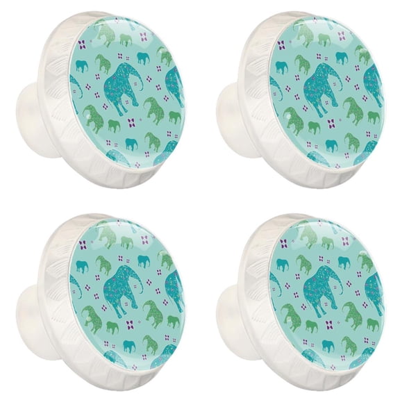 4 Pcs Elephant Knobs for Kitchen Cabinet Cupboard Dresser Bookcase Drawer Pulls Handles Round Home Decor