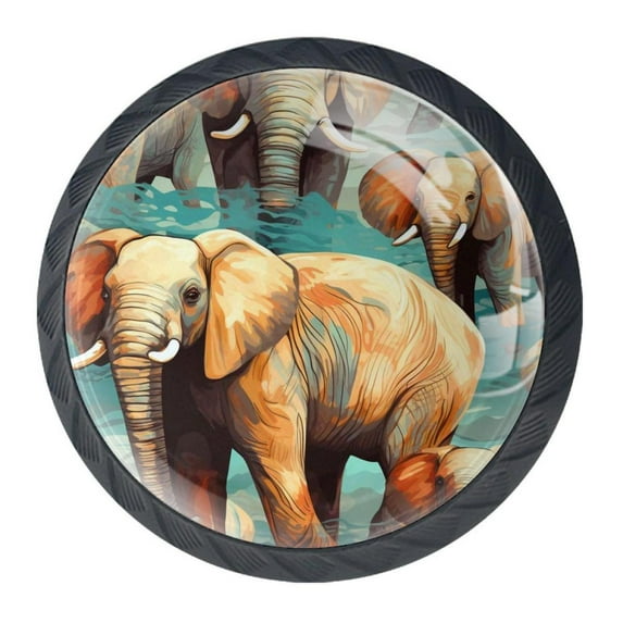 4 Pcs Elephant Knobs for Kitchen Cabinet Cupboard Dresser Bookcase Drawer Pulls Handles Round Home Decor