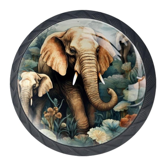 4 Pcs Elephant Knobs for Kitchen Cabinet Cupboard Dresser Bookcase Drawer Pulls Handles Round Home Decor