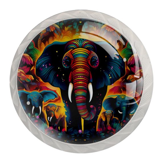 4 Pcs Elephant Knobs for Kitchen Cabinet Cupboard Dresser Bookcase Drawer Pulls Handles Round Home Decor