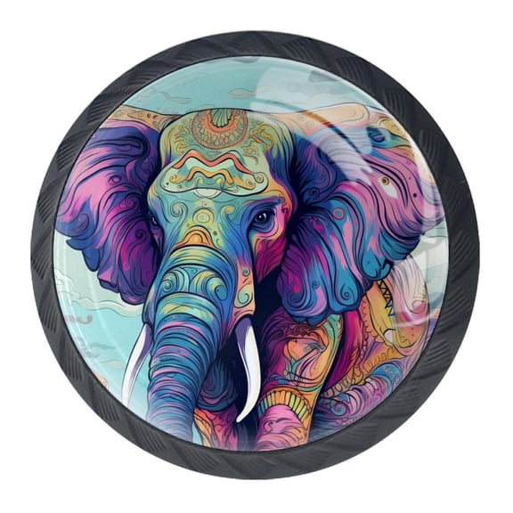 4 Pcs Elephant Knobs for Kitchen Cabinet Cupboard Dresser Bookcase Drawer Pulls Handles Round Home Decor