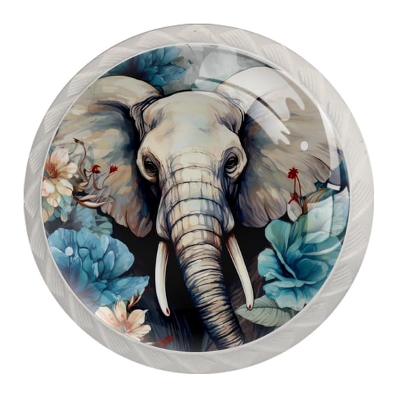 4 Pcs Elephant Knobs for Kitchen Cabinet Cupboard Dresser Bookcase Drawer Pulls Handles Round Home Decor