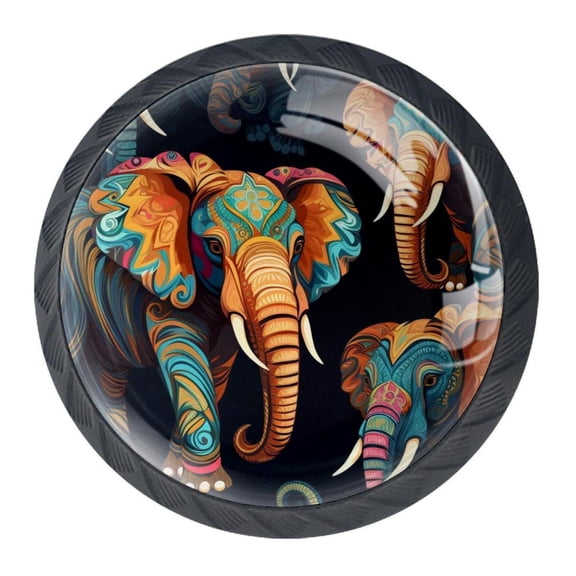 4 Pcs Elephant Knobs for Kitchen Cabinet Cupboard Dresser Bookcase Drawer Pulls Handles Round Home Decor