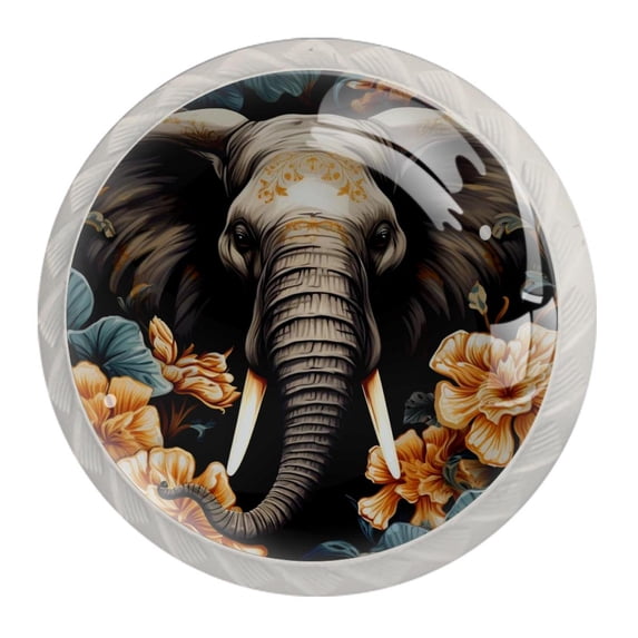 4 Pcs Elephant Knobs for Kitchen Cabinet Cupboard Dresser Bookcase Drawer Pulls Handles Round Home Decor