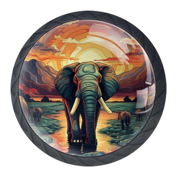 4 Pcs Elephant Knobs for Kitchen Cabinet Cupboard Dresser Bookcase Drawer Pulls Handles Round Home Decor