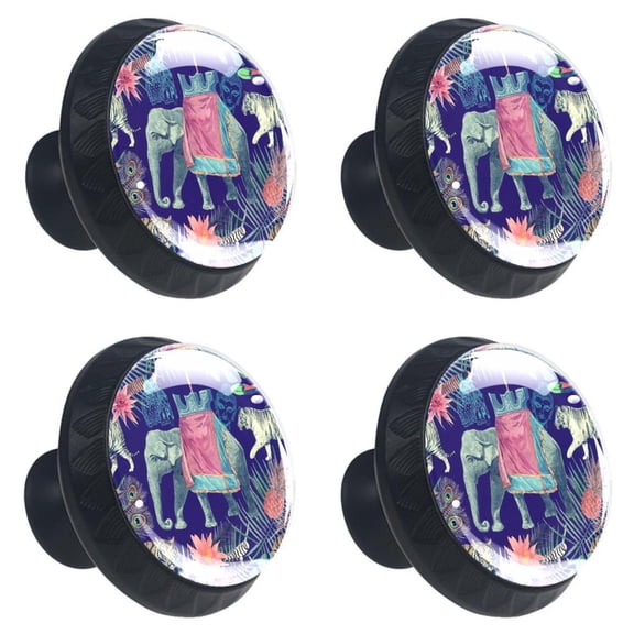 4 Pcs Elephant Knobs for Kitchen Cabinet Cupboard Dresser Bookcase Drawer Pulls Handles Round Home Decor