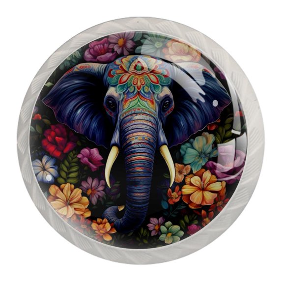 4 Pcs Elephant Knobs for Kitchen Cabinet Cupboard Dresser Bookcase Drawer Pulls Handles Round Home Decor