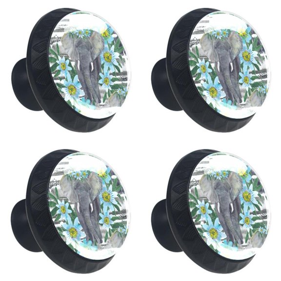 4 Pcs Elephant Knobs for Kitchen Cabinet Cupboard Dresser Bookcase Drawer Pulls Handles Round Home Decor
