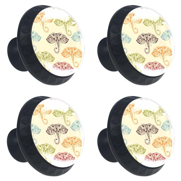 4 Pcs Elephant Knobs for Kitchen Cabinet Cupboard Dresser Bookcase Drawer Pulls Handles Round Home Decor