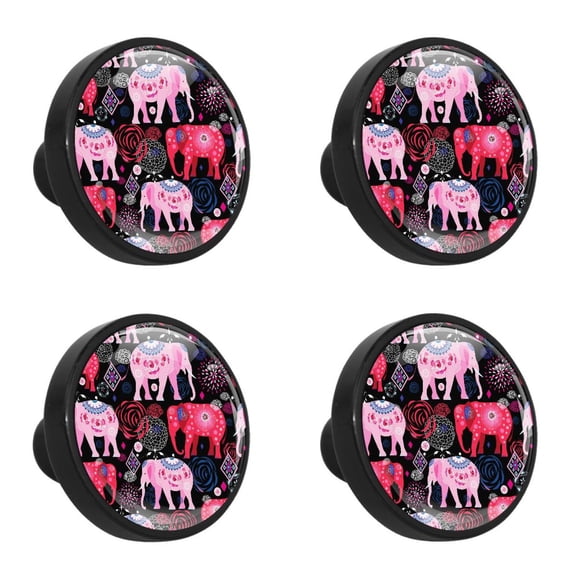 4 Pcs Elephant Knobs for Kitchen Cabinet Cupboard Dresser Bookcase Drawer Pulls Handles Round Home Decor