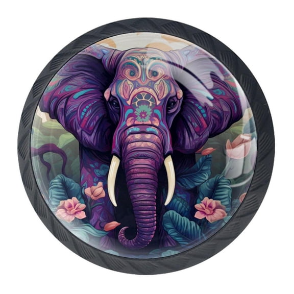 4 Pcs Elephant Knobs for Kitchen Cabinet Cupboard Dresser Bookcase Drawer Pulls Handles Round Home Decor