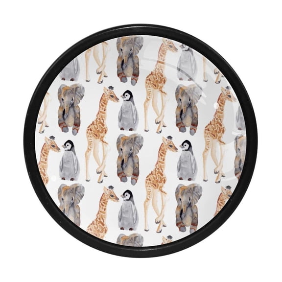 4 Pcs Elephant Knobs for Kitchen Cabinet Cupboard Dresser Bookcase Drawer Pulls Handles Round Home Decor