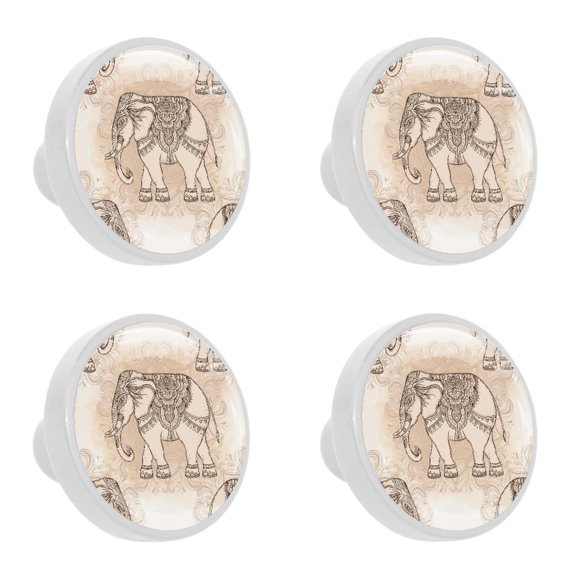 4 Pcs Elephant Knobs for Kitchen Cabinet Cupboard Dresser Bookcase Drawer Pulls Handles Round Home Decor