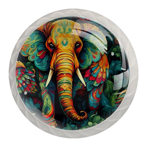 4 Pcs Elephant Knobs for Kitchen Cabinet Cupboard Dresser Bookcase Drawer Pulls Handles Round Home Decor