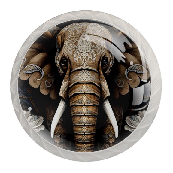 4 Pcs Elephant Knobs for Kitchen Cabinet Cupboard Dresser Bookcase Drawer Pulls Handles Round Home Decor