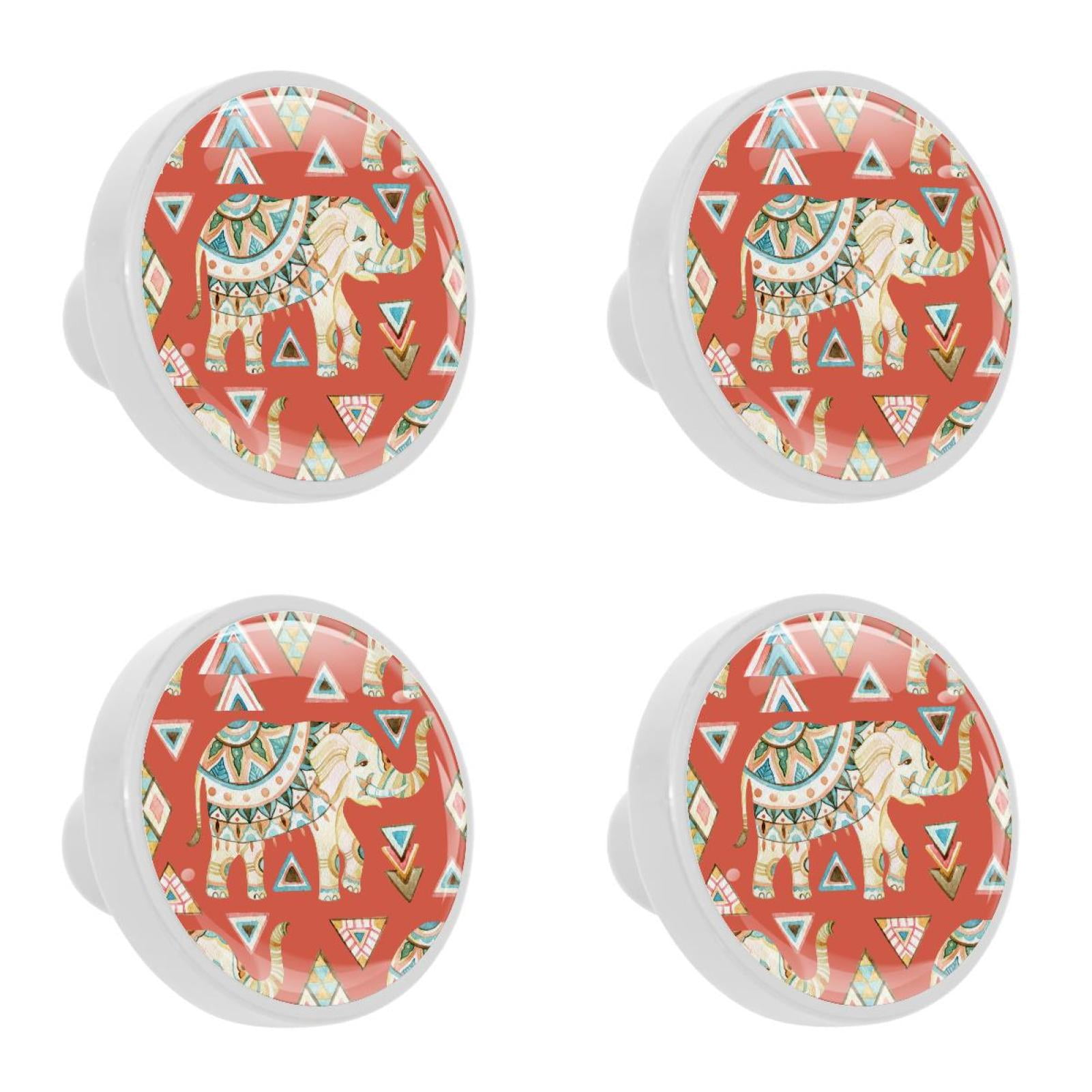 4 Pcs Elephant Knobs for Kitchen Cabinet Cupboard Dresser Bookcase Drawer Pulls Handles Round Home Decor