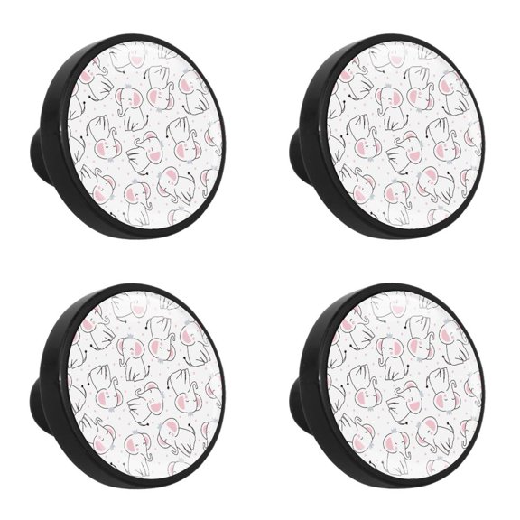 4 Pcs Elephant Knobs for Kitchen Cabinet Cupboard Dresser Bookcase Drawer Pulls Handles Round Home Decor