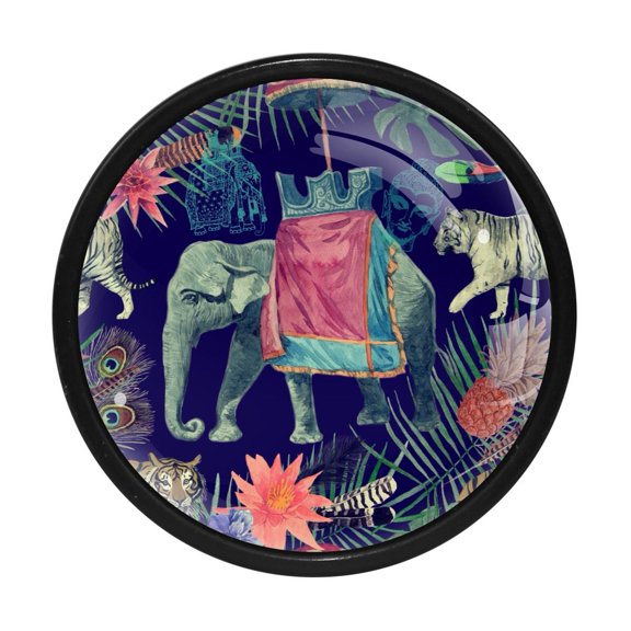 4 Pcs Elephant Knobs for Kitchen Cabinet Cupboard Dresser Bookcase Drawer Pulls Handles Round Home Decor