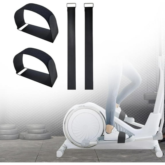 4 Pcs Ellipse Leg Exerciser Machine Pedal Straps, Adjustable Traction Bands for Under Desk Elliptical Peddler Foot & Leg Pedal Exercixer for Seniors Fitness Home Sports Accessories, Black