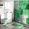 thumbnail image 1 of 4 Pcs Emerald Green Shower Curtain Sets with Rugs for Bathroom Decor,  Bathroom Sets with Shower Curtain and Rugs and Accessories, Grunge Style Bathroom Curtain Set with Mats, 1 of 14