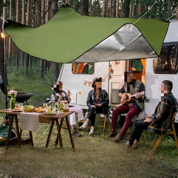 4 Pcs Emergency Thermal Survival Blankets 82 x 60 Inch,Heavy Duty Emergency Poncho Tarp Reusable Waterproof Blanket for Car,Camping,Hiking(Olive Green)$$Sport & Recreation Other