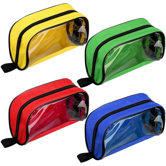 4 Pcs Empty First Aid Pouch Color Coded First Aid Medical Kit Accessory Pouches Zippered Storage Medical Supplies Bag with Transparent Window for Travel, 4 Colors