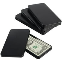 4 Pcs Empty Metal Cash Box with Lid,Rectangular Money Storage Case,Small Dollar Bill Holder,Black Tin Currency Tray Container,for Cash Ticket Credit Card Check Jewelry Stamps By Scheam