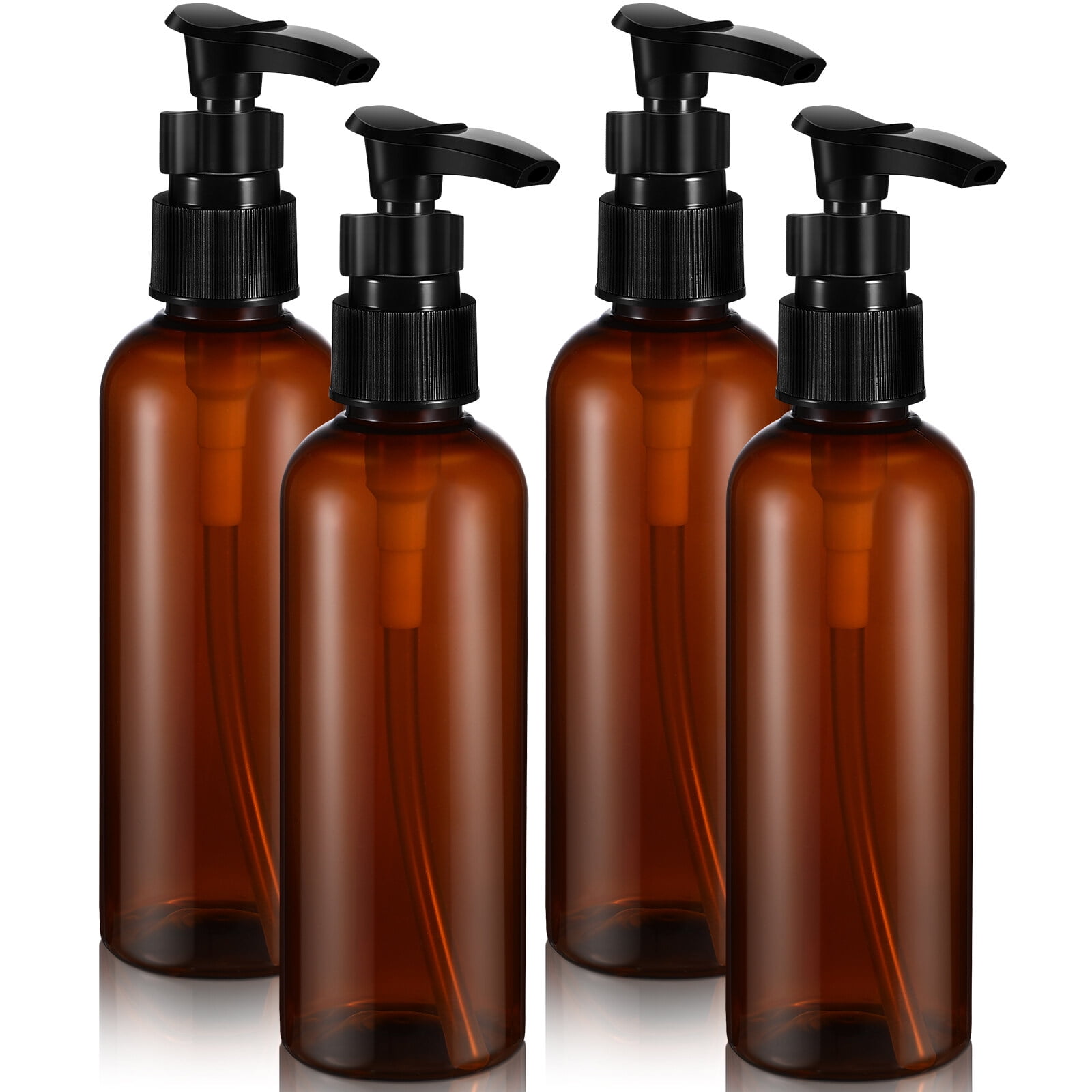 4 Pcs Empty Refillable Pump Bottles Plastic Travel Lotion Shampoo Massage Oil Dispensing Bottles Cosmetics Perfume Dispensers