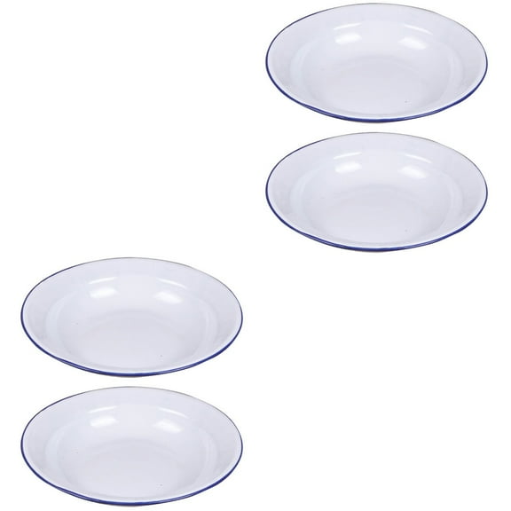 4 Pcs Enamel Dish Enameled Storage Basin Vintage Tray Wedding Dinner Plates Metal Washing