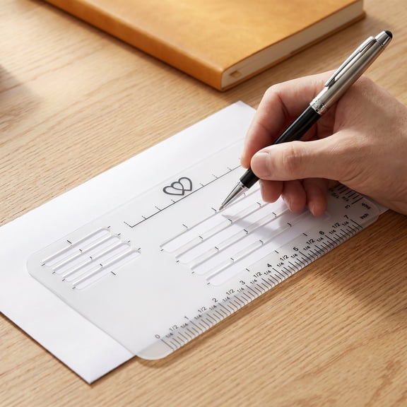 4-Pack Envelope Address Cutout Templates with Ruler and Sign Guides for Precise Mailing and Crafting