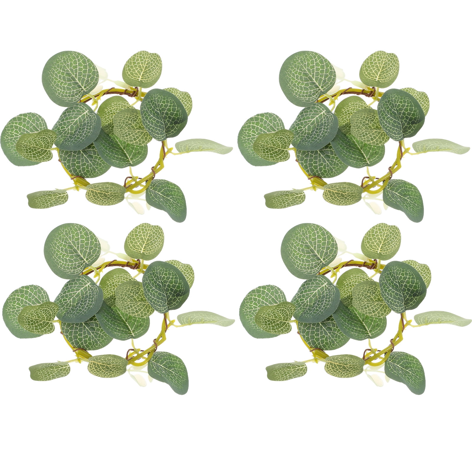 4 Pcs Eucalyptus Leaf Garland Tea Lights Candles Table Wreath Fake Leaf