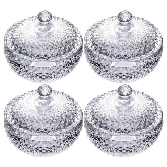 4 Pcs of European-Style Simple Honeycomb Glass Candy Jars with Lids, Pineapple Design, Decorative Storage Containers for Candy Buffet, Fruit Bowls, and Tabletop Displays