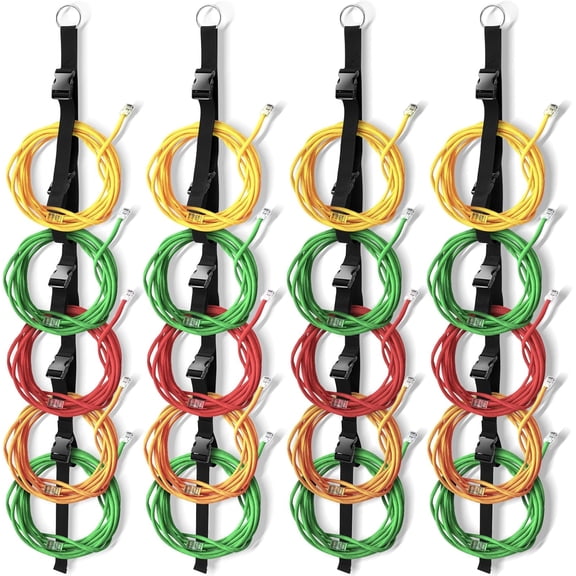 4 Pcs Extension Cord Organizers and Storage Garage Extension Cord Holder with 5 Slots Organizer Black Cord Organizer Straps for Vertical Space Cable Hose Rope String Lights
